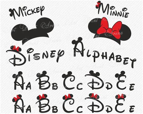 Disney Alphabet Svg Disney Font Svg Ears Svg Minnie Font Etsy Disney