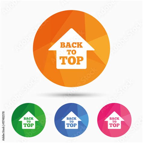Back To Top Arrow Sign Icon Scroll Up Symbol Stock Image And