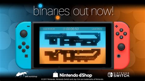 Binaries Out Now On Nintendo Switch By Tony Gowland Ant Workshop