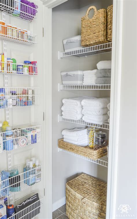 The all important bathroom closet: Organized Bathroom Linen Closet Anyone Can Have | Kelley Nan