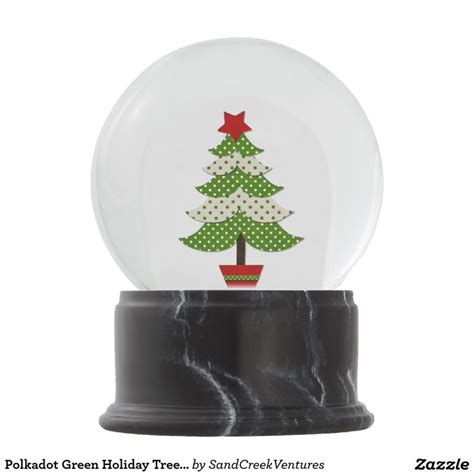 Polkadot Green Holiday Tree Personalized Snow Globe