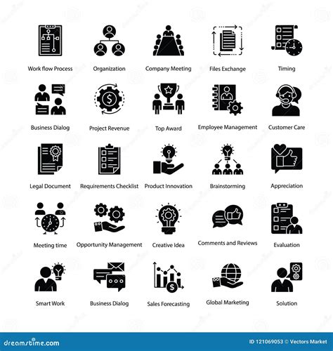 Business Management Glyph Icons Set Stock Illustration Illustration