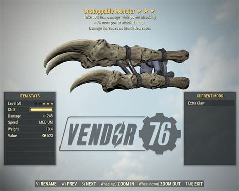 Fallout 76 PC Unstoppable Monster FO76 Fast Delivery Etsy
