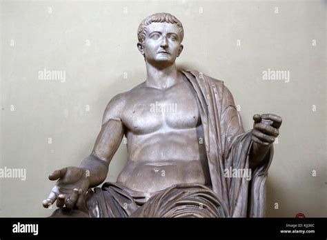 Vatican Museums Rome Statue Of Emperor Tiberius Detail Italy Stock