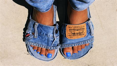 Maybe you would like to learn more about one of these? DIY LEVI DENIM SLIDES || Easy & Simple || #LKGang - YouTube