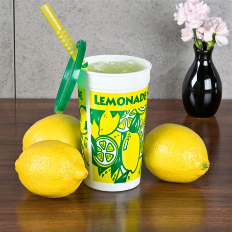 16 Oz Tall Plastic Lemonade Cold Cup With Straw And Lid 500case
