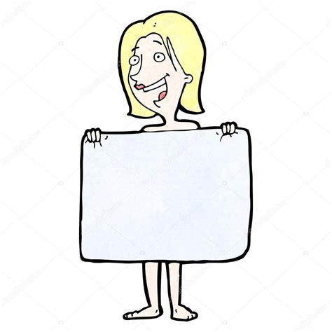 Cartoon Naked Woman Covering Self With Towel Stock Vector