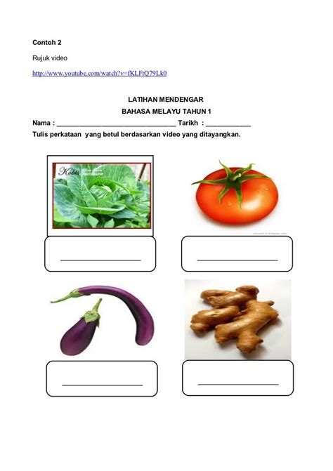 Lembaran Kerja Prasekolah Tema Sayur Sayuran Tema Say