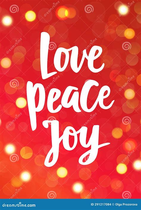 Love Peace Joy Hand Drawn Text Holiday Greetings Quote Sparkling