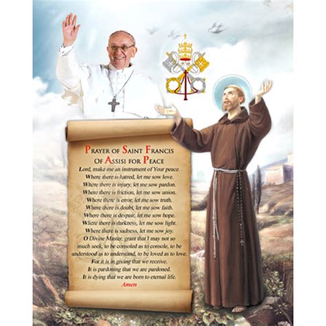 Pope Francis With St Francis Carded 8x10 San Francis