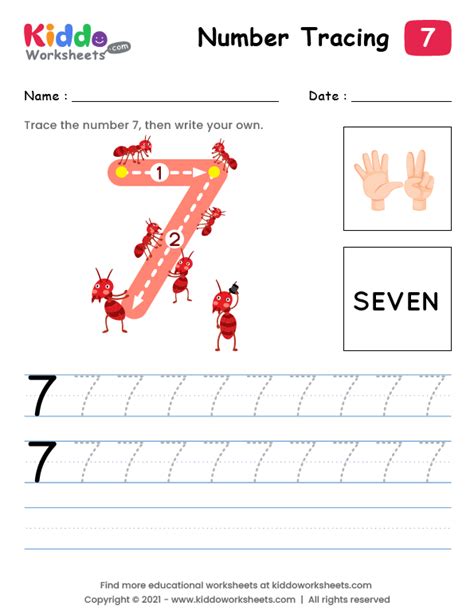 Free Printable Tracing Number Seven Worksheet Kiddoworksheets