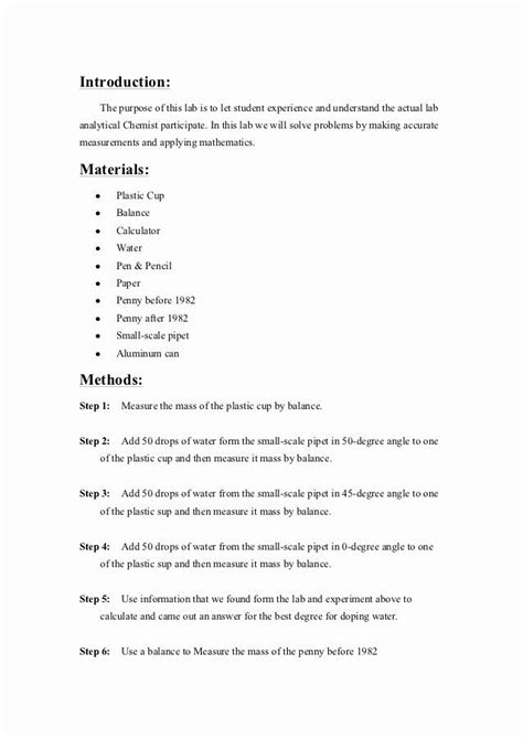 high school lab report template   lab report template high school chemistry labs lab