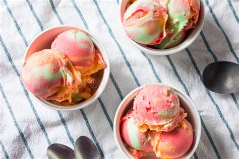 Homemade Rainbow Ice Cream Sorbet Stock Image Image Of Yellow Frozen