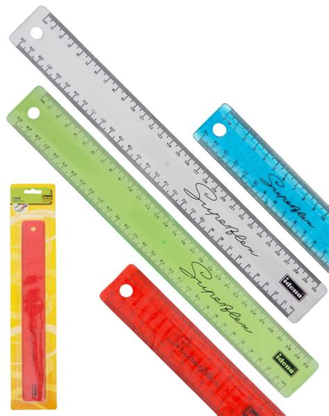 Referenzpunkt der graduierung von der linken seite. 4x Superflex-Lineal 30cm biegsam bruchsicher / Farbe: 1x ...