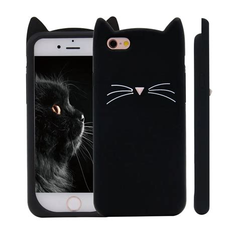 Animal Cat Phone Case For Iphone 6 6s 7 Cute 3d Mustache Cat Silicone