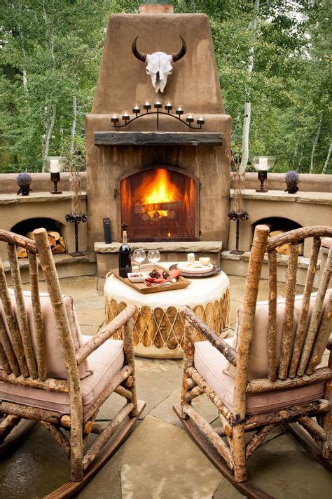 Southwestern Fireplace Rustic Outdoor Fireplaces Outdoor Fireplace