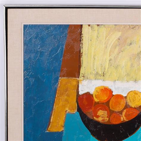 Mid Century Modernist Still Life Oil Painting On Canvas For Sale At 1stdibs