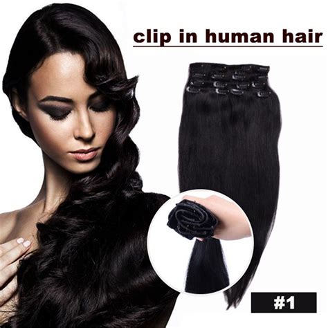 Superwigy 20 Inch Jet Black Col 1 Full Head Clip In Human Hair