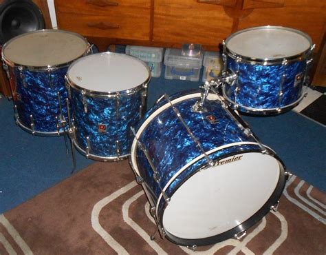 Vintage Premier 1960 S Blue Pearl Drum Kit 20 12 14x14 16