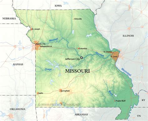 Physical Map Of Missouri