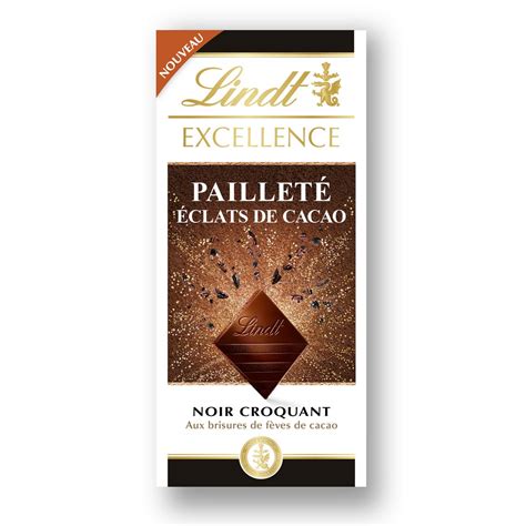 Lindt Excellence Tablette De Chocolat Noir Paillet Clats De Cacao