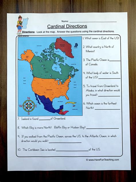 cardinal directions worksheet  fun teaching