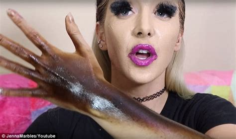 Youtuber Jenna Marbles Completes The 100 Layers Of Makeup Challenge In 7 Hours Daily Mail Online