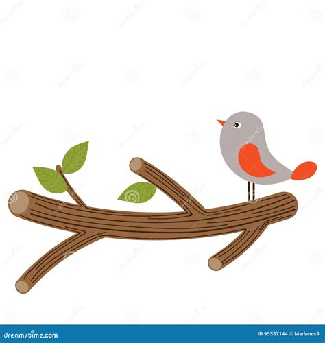 Bird On A Branch Nighttime Vector Cartoon 38968506