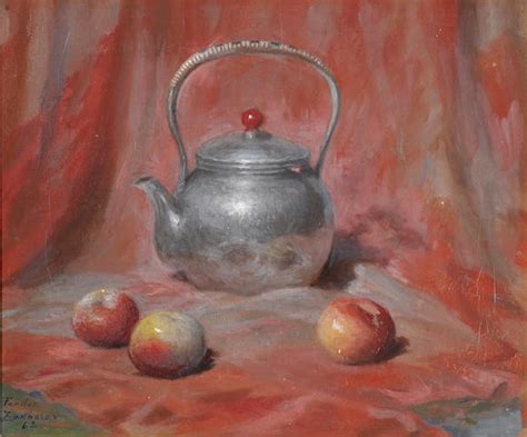 bonhams fedor ivanovich zakharov russian 1882 1968 still life with teapot and apples 33 6 x