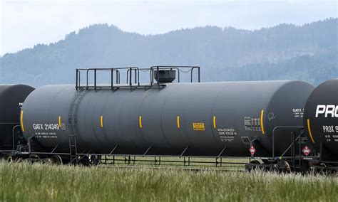 Liquefied Petroleum Gas Stored In Rail Cars Near Us Highway 20