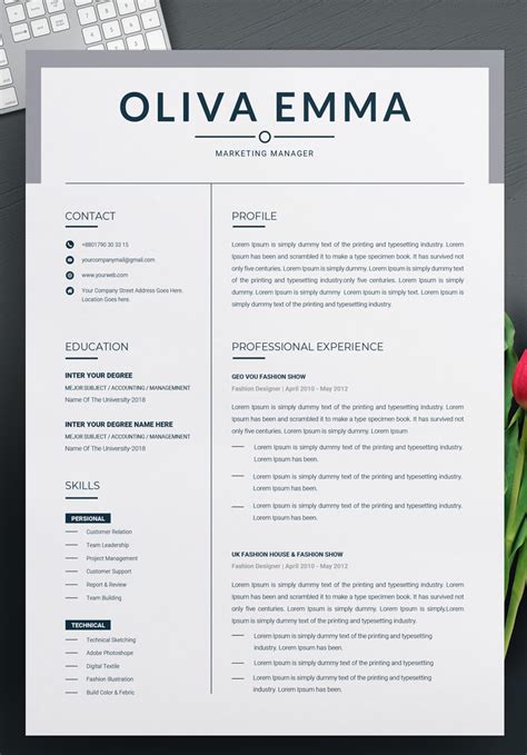 Marketing Manager Resume Template 70621