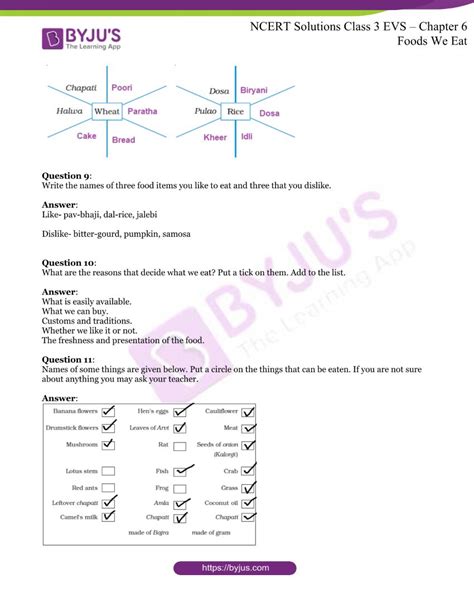 Ncert Solutions For Class 3 Evs Chapter 6 Foods We Eat Download Solutions