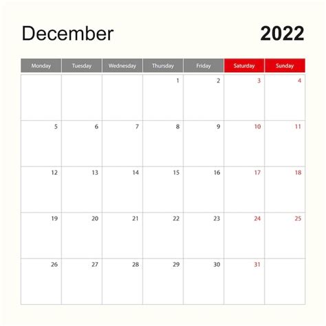 Premium Vector Wall Calendar Template For December 2022 Holiday And