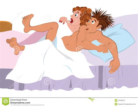 Cartoon Couple In The Bed Stock Vector Image 43782279