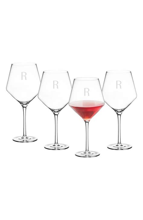Cathy S Concepts Estate Collection Set Of Monogram Red Wine Glasses Size One Size White
