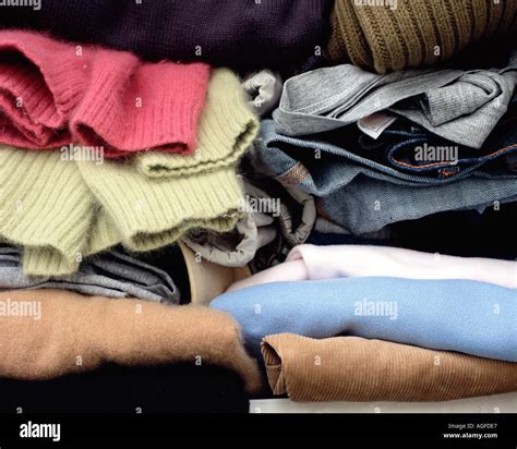 Clothes Folded In Cupboard Stock Photo Alamy