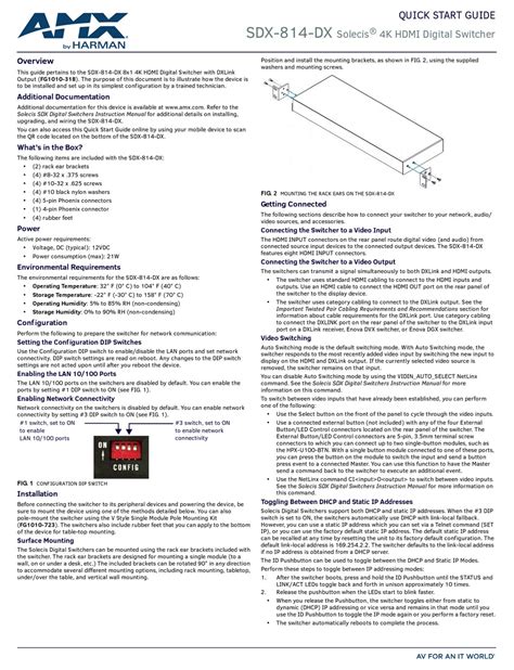 Harman Amx Solecis Sdx 814 Dx Quick Start Manual Pdf Download Manualslib