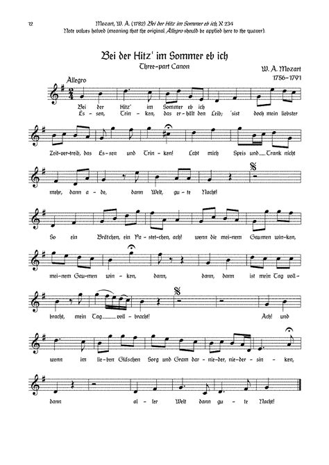 See canon in d sheet music arrangements available from sheet music direct; Canon for 3 Voices in G major, K.234/382e (Mozart, Wolfgang Amadeus) - IMSLP: Free Sheet Music ...