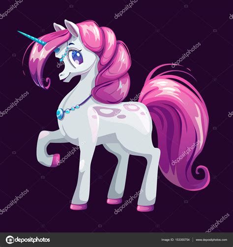 Cute Cartoon Unicorn With Pink Hair — Stock Vector © Lilu330 153355754