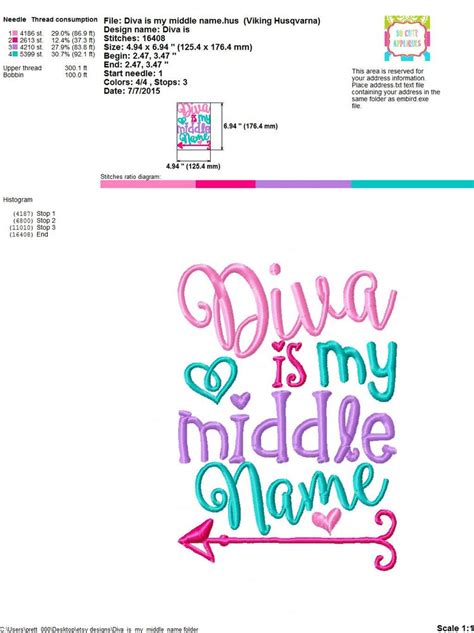 Embroidery Design 5x7 Diva Is My Middle Name Embroidery Etsy