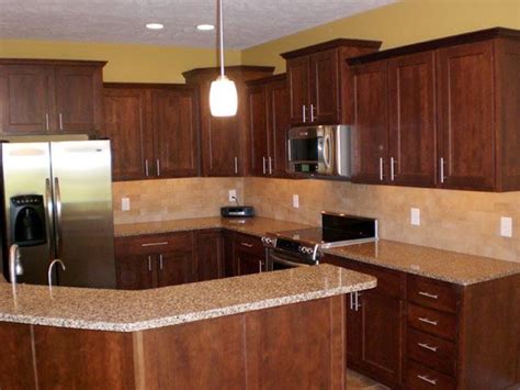 Cherry Wood Yellow Kitchen With Cherry Wood Cabinets