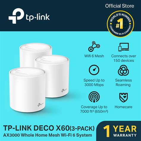 Tp Link Deco X60 Ax3000 Whole Home Mesh Wi Fi 6 System 3 Pack Mesh