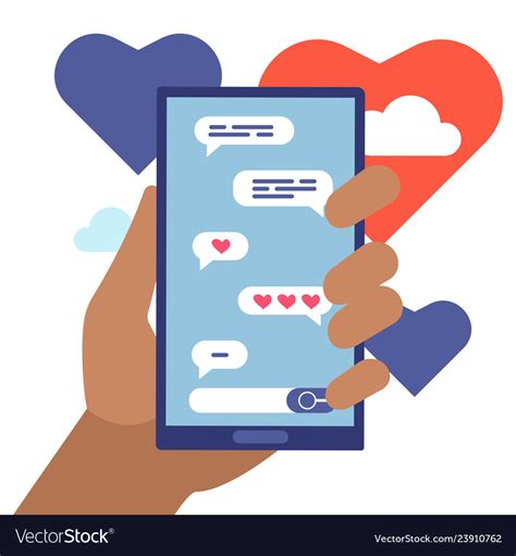 Chat Lovers Online Flat Cartoon Concept Royalty Free Vector