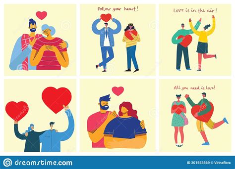 vector valentine illustration cards of happy couples in love stock vector illustration of