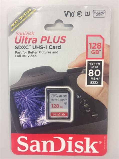 New Sandisk 128gb Ultra Plus Sdxc Uhs I V10 Card 128g Sd Hd Class 10