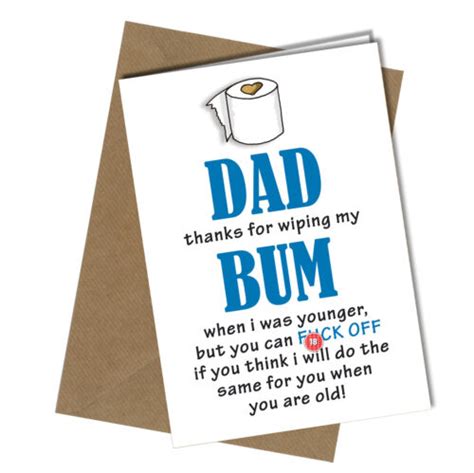 Funny Rude Birthday Card Or Fathers Day Card Dad Thanks For