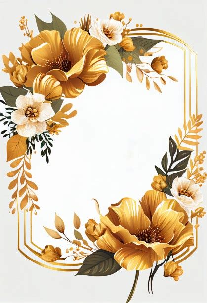 Free Gold Flower Frame Design