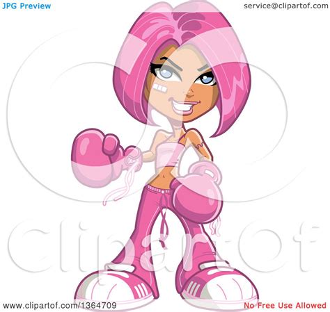Clipart Of A Cartoon Tough Caucasian Woman Decked Out In