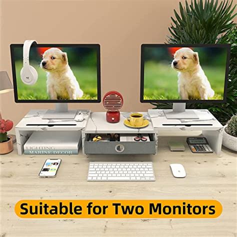 Westree Dual Monitor Stand Riser With Drawer Monitor Stand Riser For 2