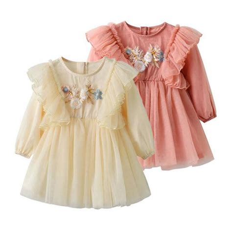Discount Baby Girls Clothes Flower Embroidered Dresses Infant Mesh
